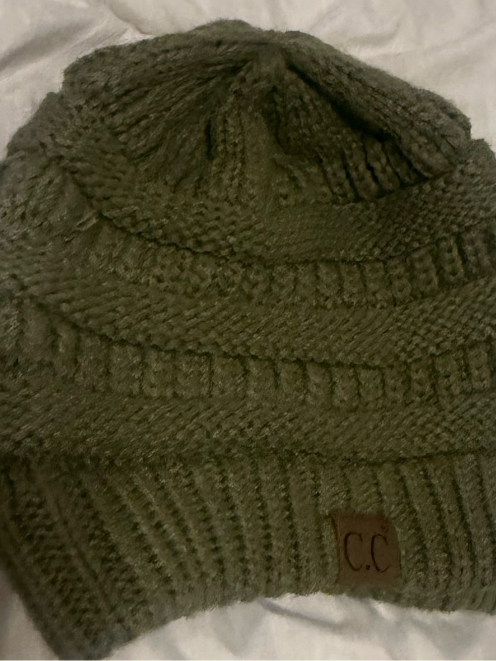 C.C Olive Cable Knit Beanie in Olive/military green-never used